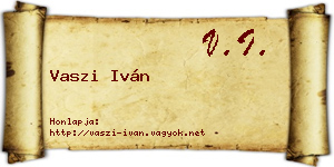 Vaszi Iván névjegykártya